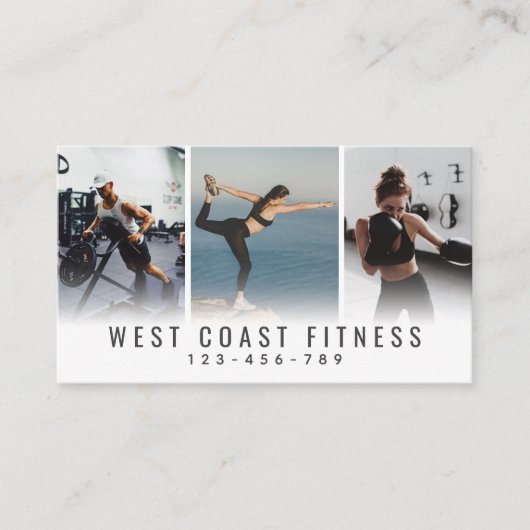 Moderne 3 foto persoonlijke trainer Fitness Visitekaartje (Voorkant)