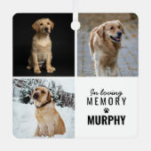 Moderne 3 foto Pet Memorial | Kerstboom Metalen Ornament (Voorkant)