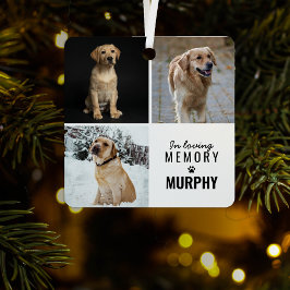 Moderne 3 foto Pet Memorial | Kerstboom Metalen Ornament