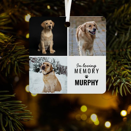 Moderne 3 foto Pet Memorial | Kerstboom Metalen Ornament