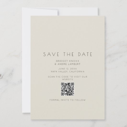 Moderne 3 foto QR code wijnmakerij bruiloft Save The Date (Achterkant)