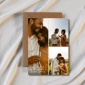 Moderne 3 foto QR code wijnmakerij bruiloft Save The Date