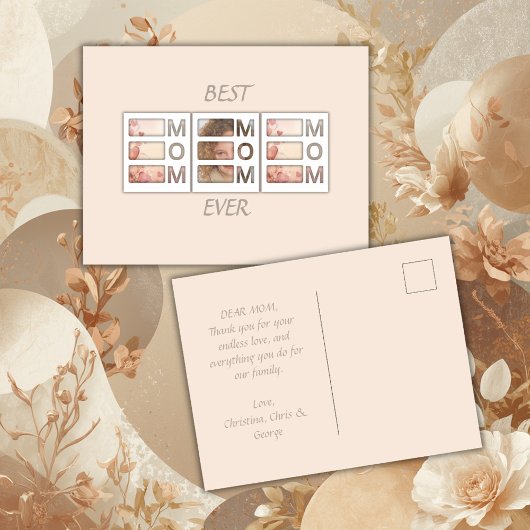 Moderne 3 foto-raster cadeau voor Moederdag Briefkaart