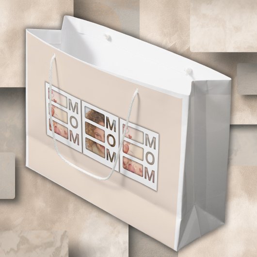 Moderne 3-Foto-raster Moeder Verjaardag Aandenken Groot Cadeauzakje