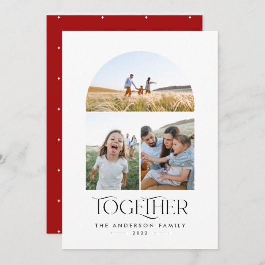 Moderne 3 foto-rode boog samen typografie (Voorkant / Achterkant)