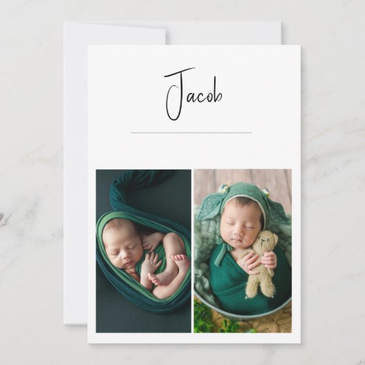 Moderne 3 foto Simple Baby Birth Aankondiging (Voorkant)