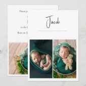 Moderne 3 foto Simple Baby Birth Aankondiging (Voorkant / Achterkant)