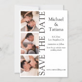 Moderne 3-foto strook QR-code save-the-date Magnetische Uitnodiging (Voorkant)