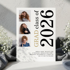 Moderne 3 foto Vet 2026 Afstudeerfeest Save The Date