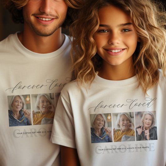 Moderne 3-foto voor altijd geliefd begrafenis/gede t-shirt
