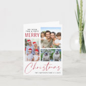 Moderne 3 foto Zeer Vrolijk Kerstfeest Feestdagen Kaart (Voorkant)