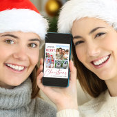 Moderne 3 foto Zeer Vrolijk Kerstfeest Feestdagen Kaart