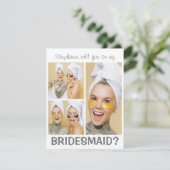 Moderne 3 fotocollage | Bent u mijn Bridesmaid? (Staand voorkant)