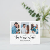 Moderne 3 fotocollage bewaar de datum bruiloft aankondigingskaart (Staand voorkant)