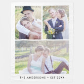 Moderne 3 Fotocollage bewerkbare kleur Fleece Deken (Voorkant)