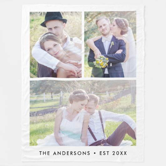 Moderne 3 Fotocollage bewerkbare kleur Fleece Deken (Voorkant)