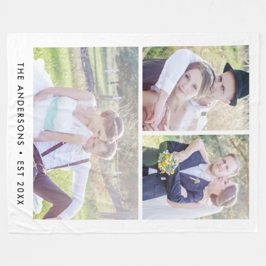 Moderne 3 Fotocollage bewerkbare kleur Fleece Deken (Voorkant (Horizontaal))