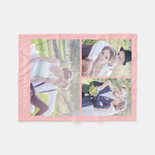 Moderne 3-fotocollage bewerkbare kleur fleece deken (Voorkant (Horizontaal))