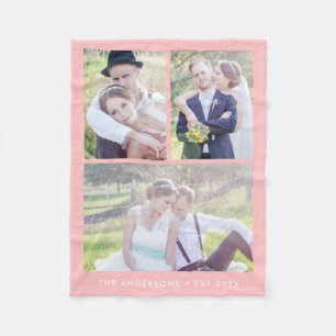 Moderne 3-fotocollage bewerkbare kleur fleece deken