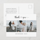 Moderne 3 fotocollage bruiloft bedankt je kaart (Voorkant / Achterkant)