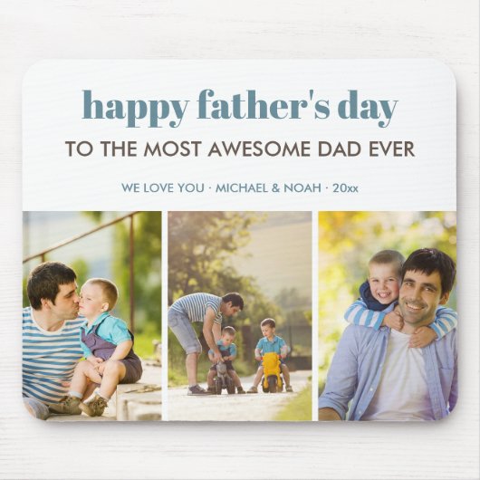 Moderne 3 Fotocollage Fathers Day Muismat (Voorkant)