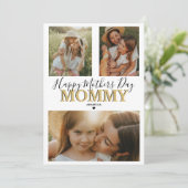 Moderne 3 fotocollage | Fijne Moederdag Feestdagenkaart (Staand voorkant)