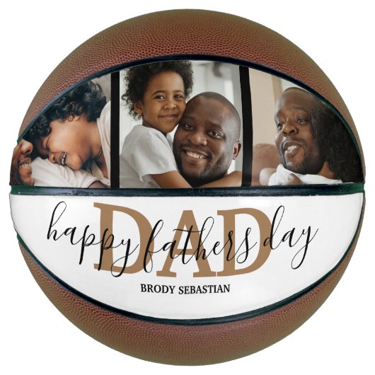 Moderne 3 fotocollage | Fijne vaderdag Basketbal (Voorkant)
