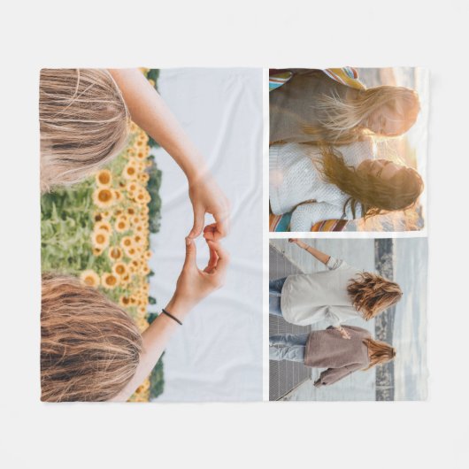 Moderne 3 fotocollage fleece deken (Voorkant (Horizontaal))