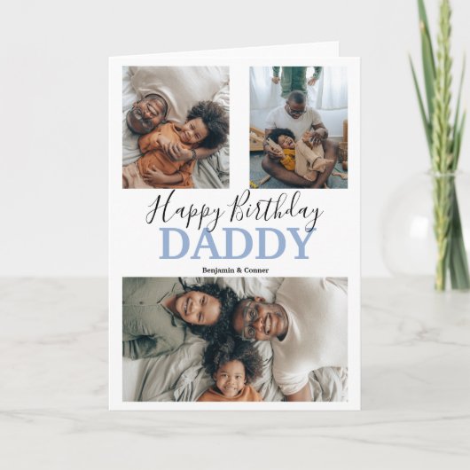 Moderne 3 fotocollage | Geboortedag Kaart (Voorkant)