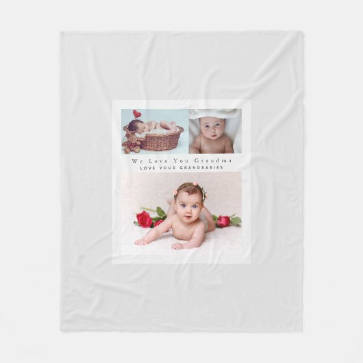 Moderne 3 fotocollage met tekst grootouder mam fleece deken (Voorkant)