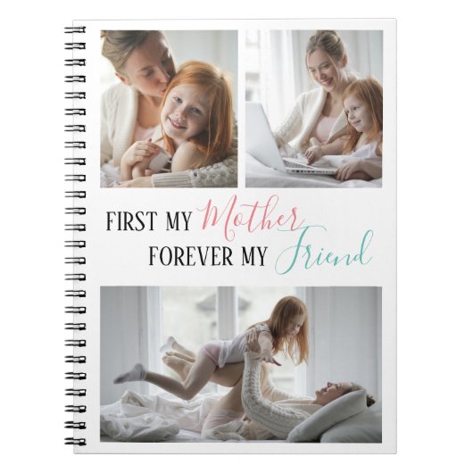 Moderne 3 fotocollage | Moeder | Dochter Notitieboek (Voorkant)