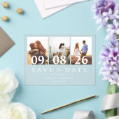 Moderne 3 Fotocollage Save the Date Wedding Acryl Uitnodigingen (Insitu (Huwelijk))