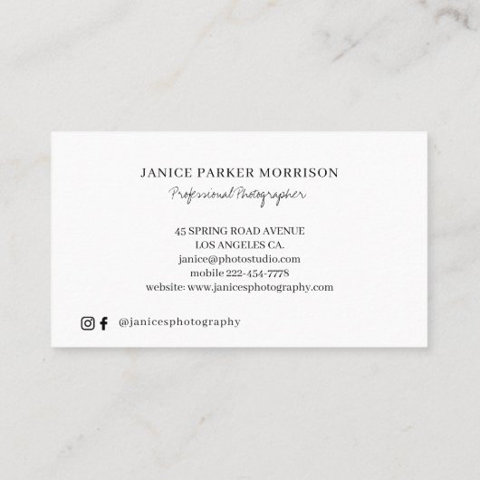 Moderne 3 fotocollage trouwfotograaf visitekaartje (Achterkant)