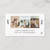 Moderne 3 fotocollage trouwfotograaf visitekaartje (Voorkant)