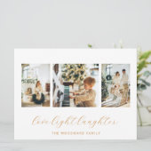 Moderne 3-fotofamilie feestdagenkaart (Staand voorkant)