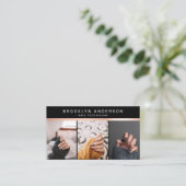 Moderne 3 Fotofotograaf Roos Gold Foil Business Visitekaartje (Staand voorkant)