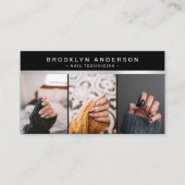 Moderne 3 Fotograaf Zwart Zilver Visitekaartje (Voorkant)