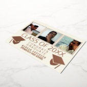 Moderne 3 fotografie Caps Ivory Roos Gold Folie Uitnodiging (Gedraaid)