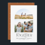 Moderne 3 fotoroestboog met typografie<br><div class="desc">Moderne elegante trendy,  gebundelde kerstkaart Thanksgiving multi-3 fotovakantiekaart</div>