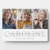 Moderne 3-foto's Aangepaste tekst Herinneringssouv Fotoplaat (voorkant)