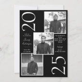 Moderne 3 foto's Afstudeerfeest Kaart (Voorkant)