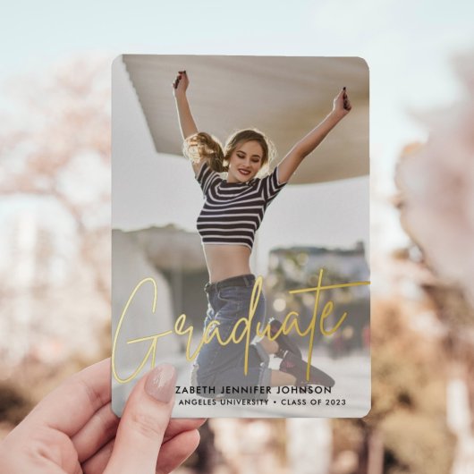 Moderne 3 foto's Afstuderen echte foil aankondigin Folie Uitnodiging