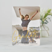 Moderne 3 foto's Afstuderen echte foil aankondigin Folie Uitnodiging (Staand Voorkant)