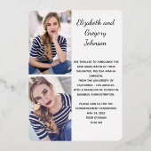 Moderne 3 foto's Afstuderen echte foil aankondigin Folie Uitnodiging (Achterkant)