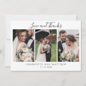 Moderne 3 foto's bruiloft Dank u Notitiekaartje (Voorkant)