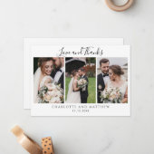 Moderne 3 foto's bruiloft Dank u Notitiekaartje (Voorkant / Achterkant in situ)