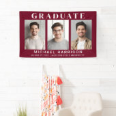 Moderne 3 foto's Burgundy Afstuderen Spandoek (Insitu)