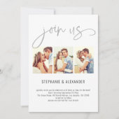 Moderne 3 foto's Doe mee Script Bruiloft Kaart (Voorkant)