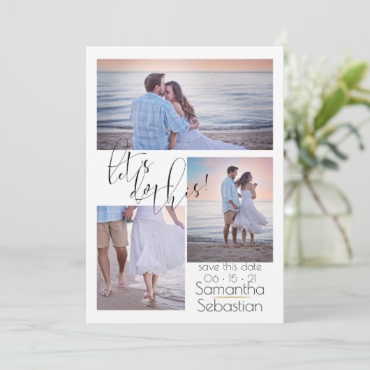 Moderne 3 Foto's doen dit op de datum Kaart (Staand voorkant)