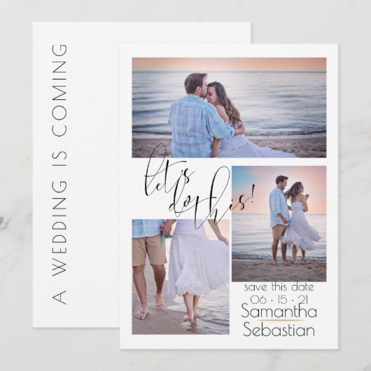 Moderne 3 Foto's doen dit op de datum Kaart (Voorkant / Achterkant)